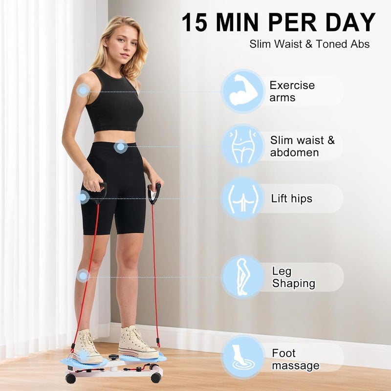 OSCILLATING SLIM Waist Twister Machine with Resistance Bands - 300 lbs Weight Capacity, Non-Slip Twist Board, Noiseless Ab Twister for Belly Fat Loss, Home Gym Equipment for Women/Men - Image 2